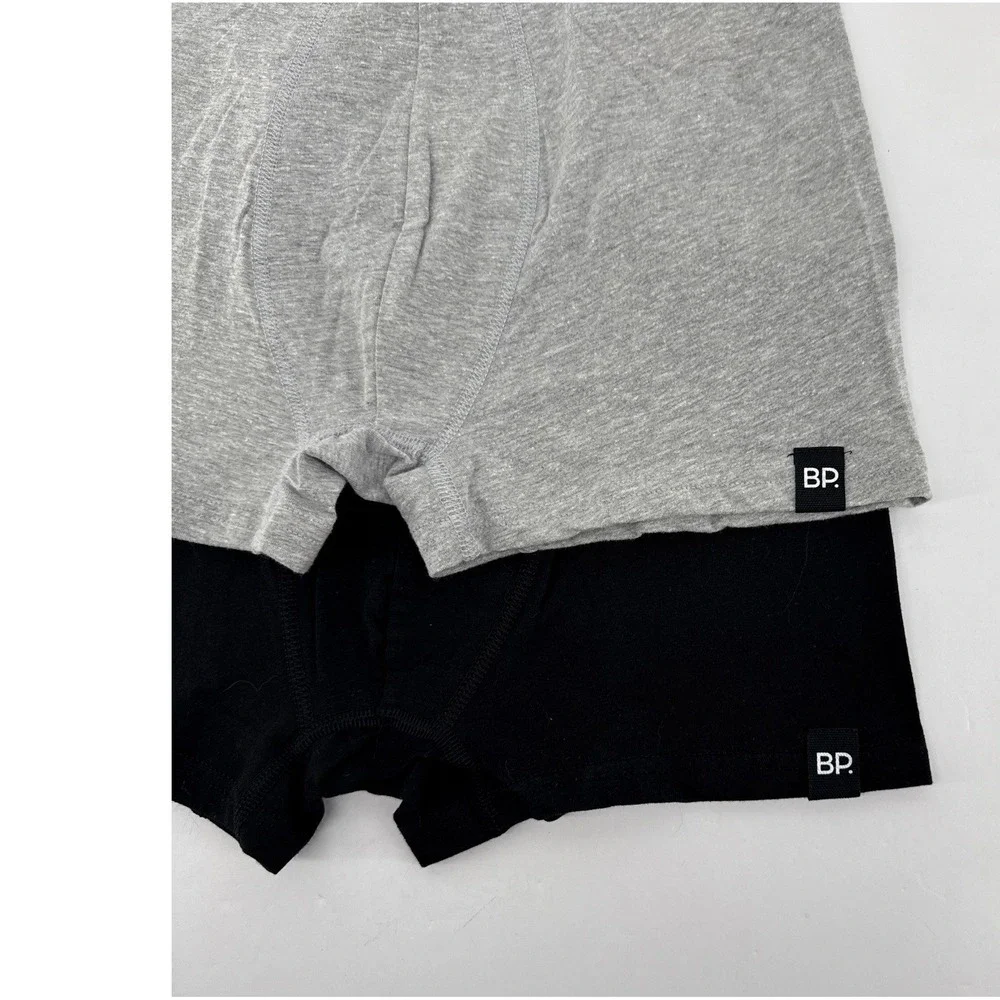 BP Mens Boxer Briefs 2 Pack Black Heather Gray Cotton Stretch Trunks Size S